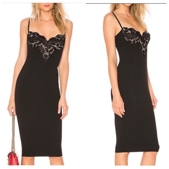 NOOKIE Liana Black Lace Sweetheart Bodycon Mini Dress Bustier Medium - Picture 1 of 6